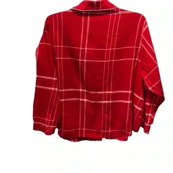 Joyspun Womens 3X 22/24 Red White P.aid Flannel Pajama Set Silver Strands Pocket - Picture 3 of 6